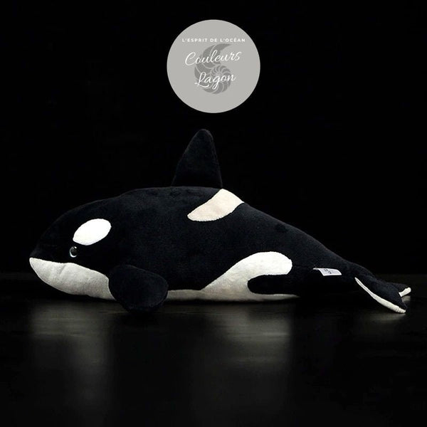 Jouet Peluche Réaliste Orque Epaulard 40cm 16in - Couleurs Lagon - profil gauche