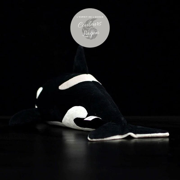 Jouet Peluche Réaliste Orque Epaulard 40cm 16in - Couleurs Lagon - arriere gauche