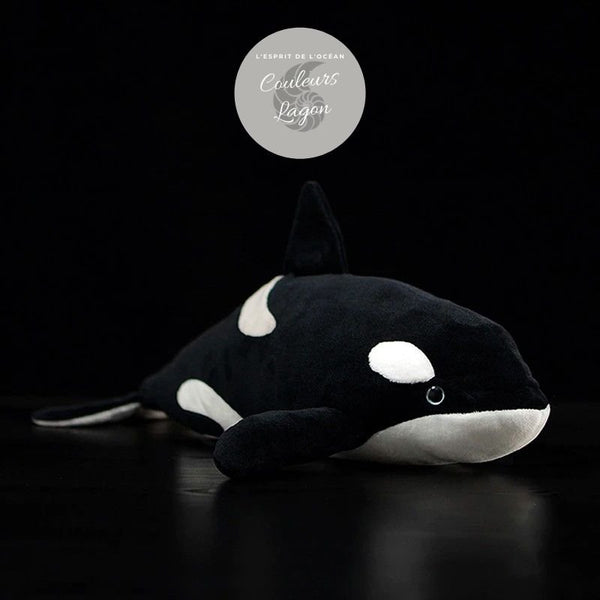 Jouet Peluche Réaliste Orque Epaulard 40cm 16in - Couleurs Lagon - avant droit