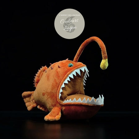 Jouet Peluche Réaliste Poisson-Lanterne 25cm 10in - Couleurs Lagon - détail profil avant droit