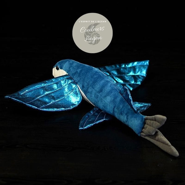 Jouet Peluche Réaliste Poisson-Volant 47cm - Couleurs Lagon - arriere gauche