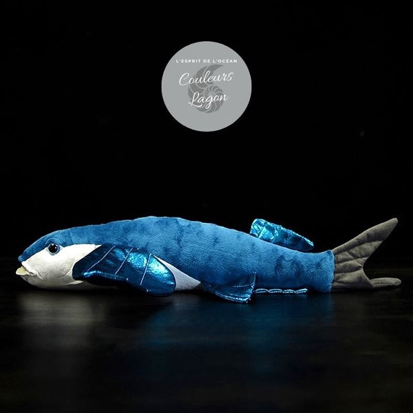 Jouet Peluche Réaliste Poisson-Volant 47cm - Couleurs Lagon - profil gauche