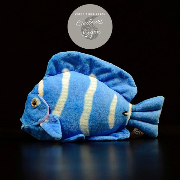 Jouet Peluche Réaliste Poissons du Lagon et Récifal 20cm 8in - Couleurs Lagon - regal blue tang