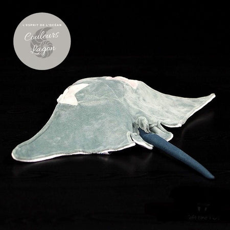 Jouet Peluche Réaliste Raie Manta 26x47cm - Couleurs Lagon - dessus arriere gauche