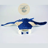 Jouet Peluche Réaliste Raie Manta Bleu 21x42cm - Couleurs Lagon - avant