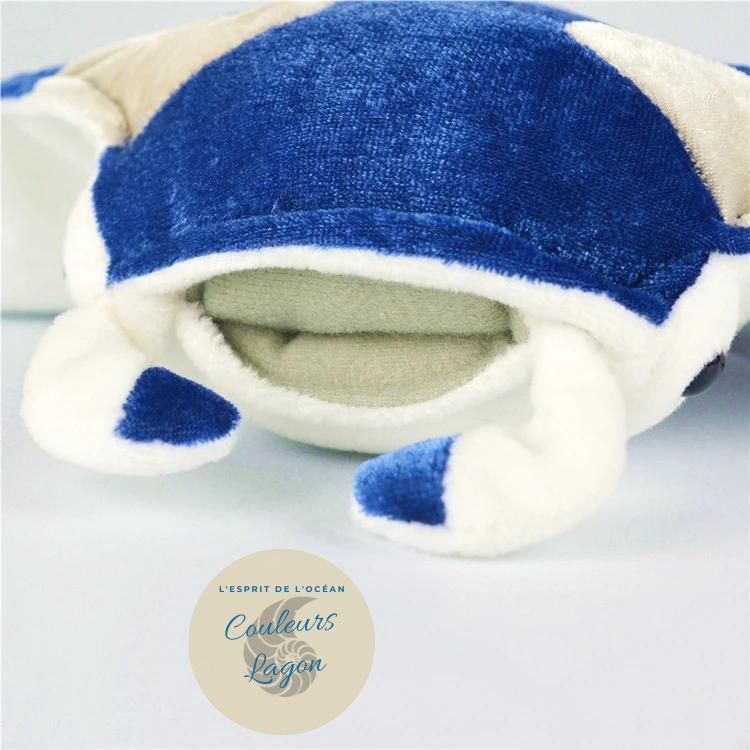 Jouet Peluche Réaliste Raie Manta Bleu 21x42cm - Couleurs Lagon - gros plan bouche