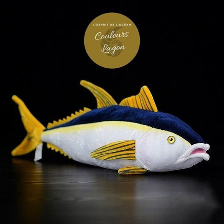 Jouet Peluche Réaliste Thon Jaune 40cm 16in - Couleurs Lagon - présentation