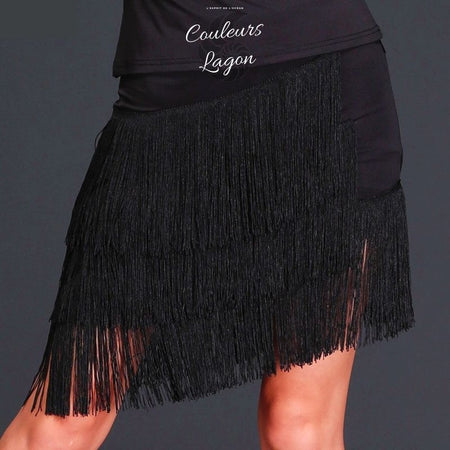 Jupe Latine Courte à Franges Entrainement Spectacle Scène - Couleurs Lagon