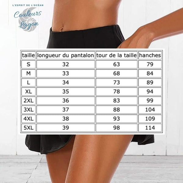 Guide des tailles jupe danse latine S à 5XL | Couleurs Lagon