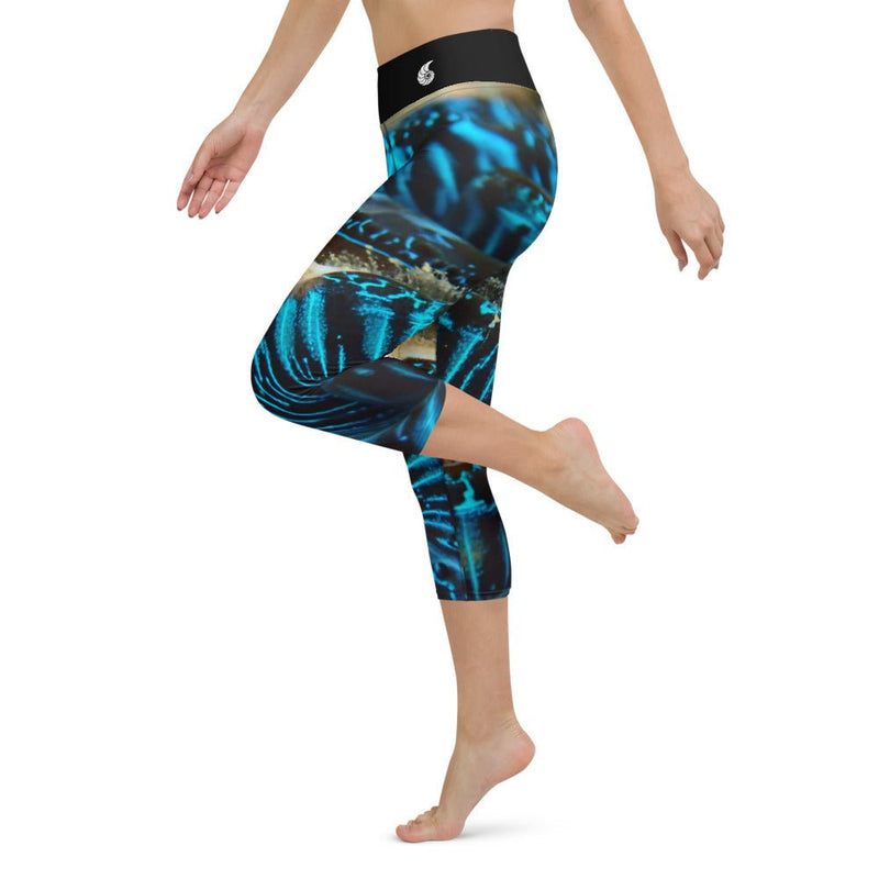 Legging de Yoga Court Taille Haute Couleurs Lagon BENITIER 2 - Couleurs Lagon