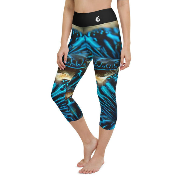 Legging de Yoga Court Taille Haute Couleurs Lagon BENITIER 2 - Couleurs Lagon