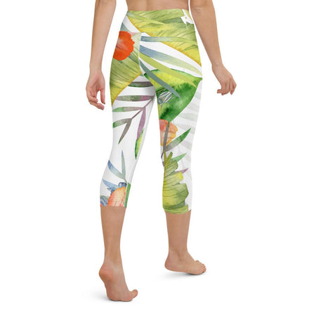 Legging de Yoga Court Taille Haute Couleurs Lagon FLORAL HIBISCUS - Couleurs Lagon