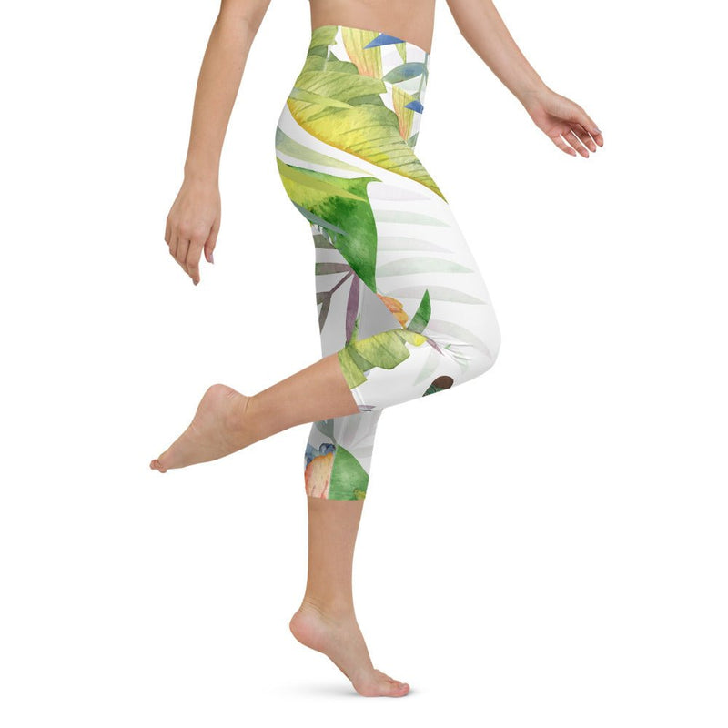 Legging de Yoga Court Taille Haute Couleurs Lagon FLORAL HIBISCUS - Couleurs Lagon