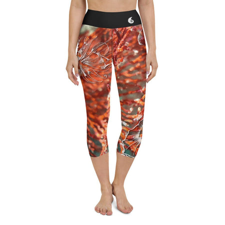 Legging de Yoga Court Taille Haute Couleurs Lagon GORGONE ROUGE - Couleurs Lagon