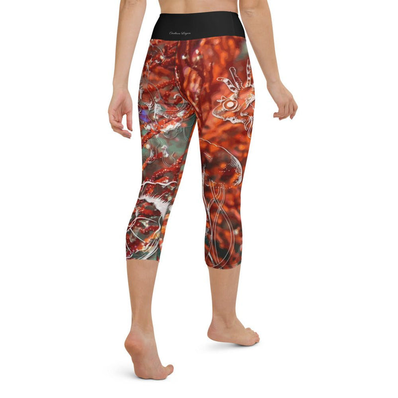 Legging de Yoga Court Taille Haute Couleurs Lagon GORGONE ROUGE - Couleurs Lagon