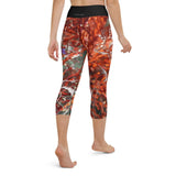 Legging de Yoga Court Taille Haute Couleurs Lagon GORGONE ROUGE - Couleurs Lagon