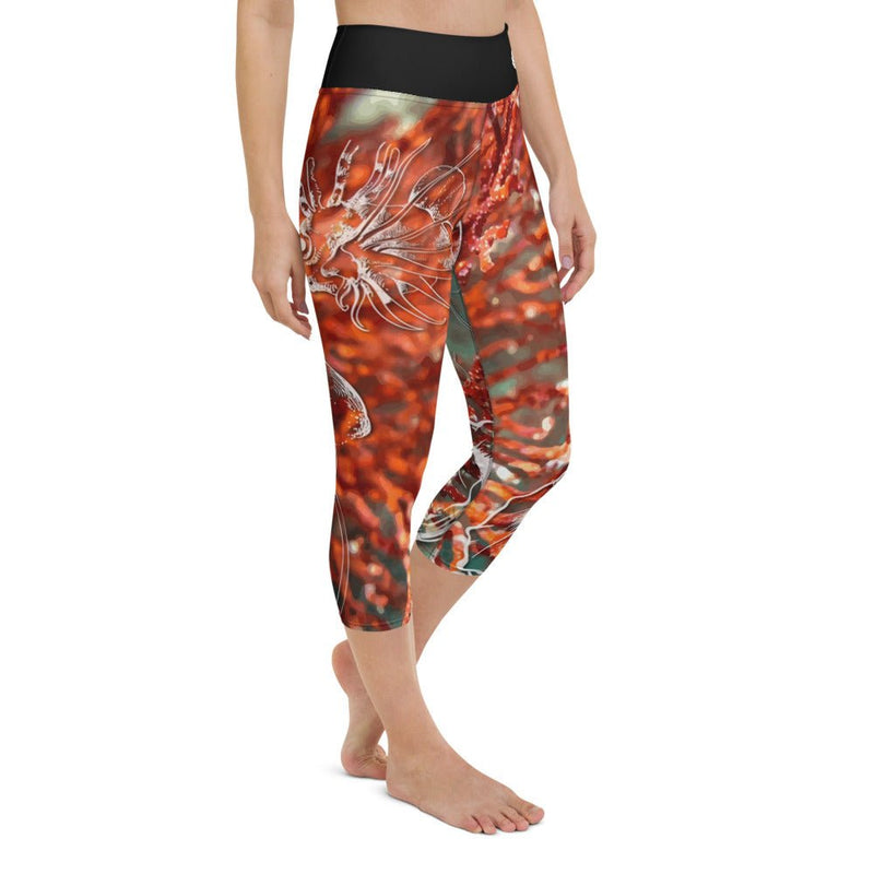 Legging de Yoga Court Taille Haute Couleurs Lagon GORGONE ROUGE - Couleurs Lagon
