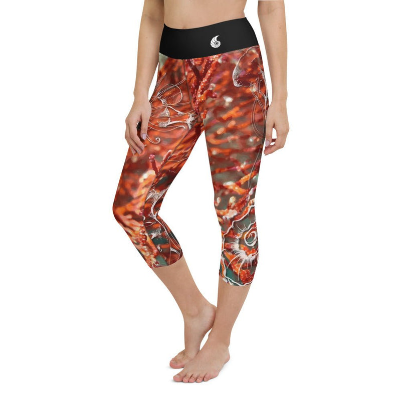 Legging de Yoga Court Taille Haute Couleurs Lagon GORGONE ROUGE - Couleurs Lagon