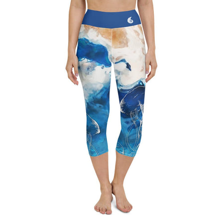 Legging de Yoga Court Taille Haute Couleurs Lagon PACIFIQUE - Couleurs Lagon