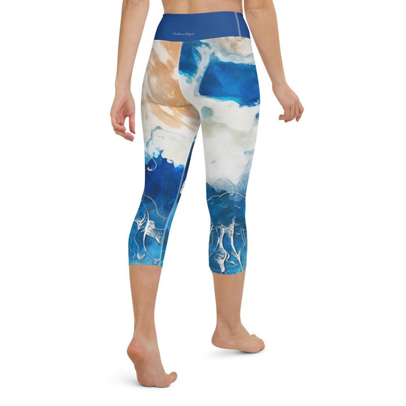 Legging de Yoga Court Taille Haute Couleurs Lagon PACIFIQUE - Couleurs Lagon