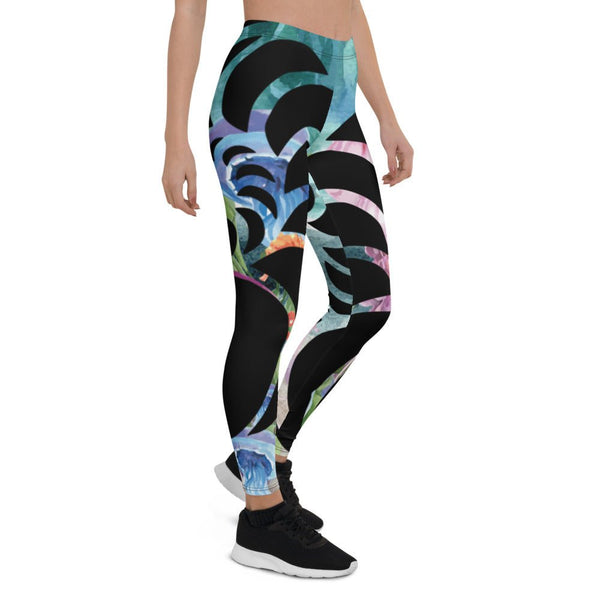Legging yoga femme compression algues méduses – kite surf danse crossfit