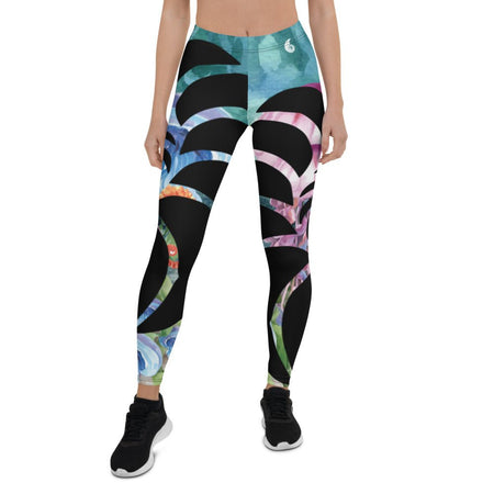 Legging de Yoga Long Taille Basse ALGUES ET MEDUSES CF - Couleurs Lagon