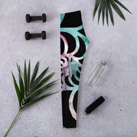 Legging yoga femme motif algues fond marin – coupe slim taille basse vue dos