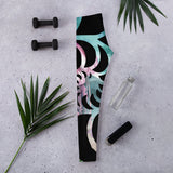 Legging yoga femme motif algues fond marin – coupe slim taille basse vue dos
