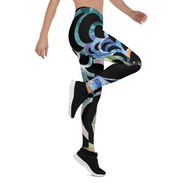 Legging bleu algues femme taille basse – coupe ajustée séchage rapide