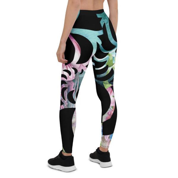 Legging bleu femme UPF50+ algues – taille basse gainante sport plein air