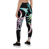Legging bleu femme UPF50+ algues – taille basse gainante sport plein air
