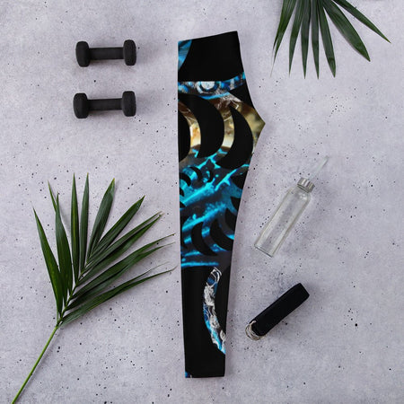 Legging de Yoga Long Taille Basse BENITIER BLEU CF - Couleurs Lagon