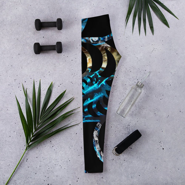 Legging de Yoga Long Taille Basse BENITIER BLEU CF - Couleurs Lagon