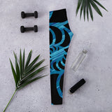 Legging yoga femme bleu marine – coupe slim taille basse vue dos