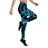 Legging yoga UPF50+ Couleurs Lagon bleu marine – coupe ajustée séchage rapide
