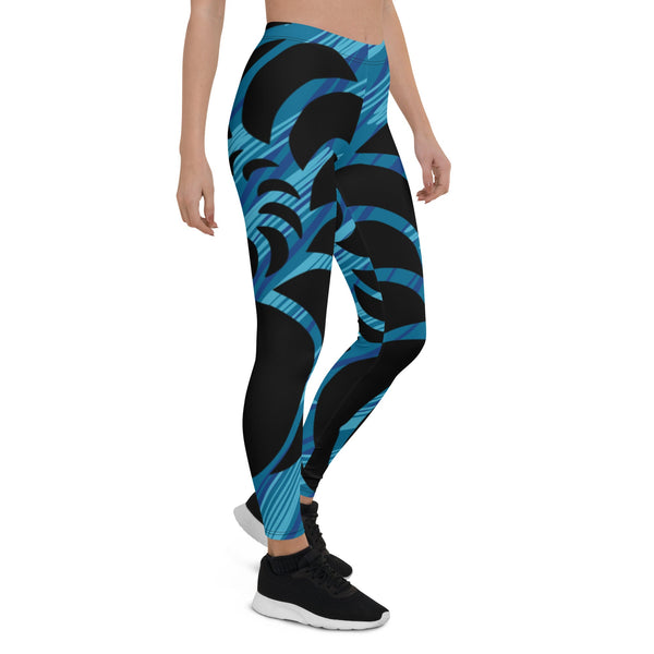 Legging bleu marine femme taille basse – vue ensemble tenue sport