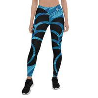 Legging yoga femme bleu marine motif lagon UPF50+ Couleurs Lagon – vue face