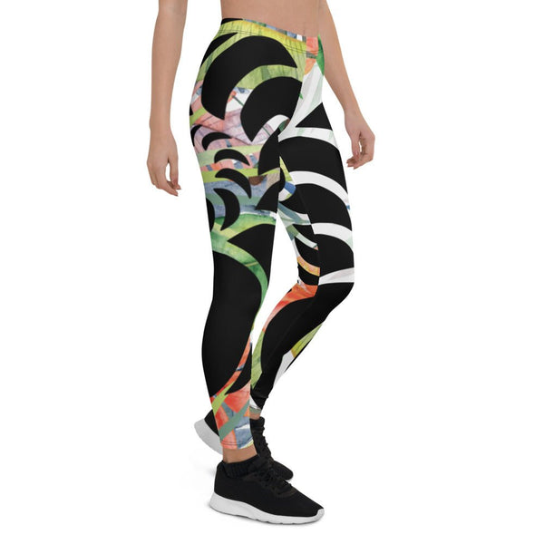 Legging de Yoga Long Taille Basse FLORAL HIBISCUS CF - Couleurs Lagon