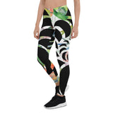 Legging de Yoga Long Taille Basse FLORAL HIBISCUS CF - Couleurs Lagon