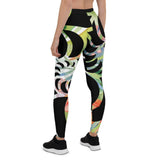Legging de Yoga Long Taille Basse FLORAL HIBISCUS CF - Couleurs Lagon