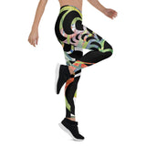 Legging de Yoga Long Taille Basse FLORAL HIBISCUS CF - Couleurs Lagon