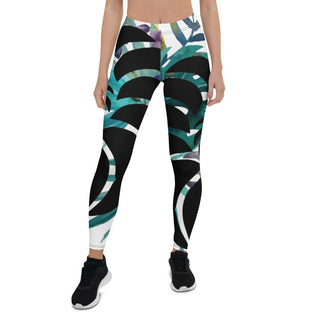 Legging de Yoga Long Taille Basse FLORAL LIBELLULE 2 CF - Couleurs Lagon
