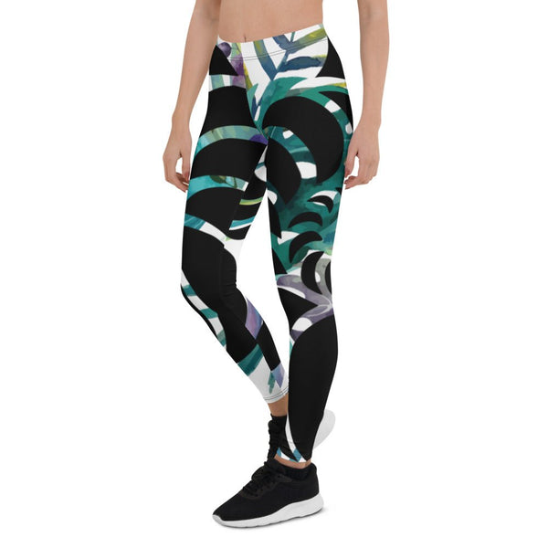 Legging de Yoga Long Taille Basse FLORAL LIBELLULE 2 CF - Couleurs Lagon