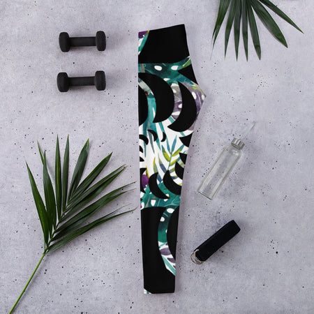 Legging de Yoga Long Taille Basse FLORAL LIBELLULE CF - Couleurs Lagon