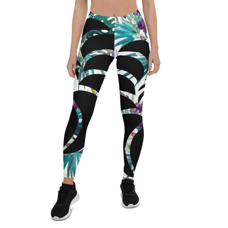 Legging de Yoga Long Taille Basse FLORAL LIBELLULE CF - Couleurs Lagon