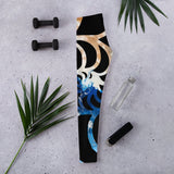 Legging yoga femme tiedye bleu marine – coupe slim taille basse vue dos