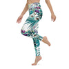 Legging de Yoga Long Taille Haute FLORAL 2 - poche - Couleurs Lagon
