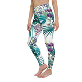 Legging de Yoga Long Taille Haute FLORAL 2 - poche - Couleurs Lagon