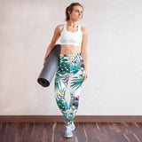Legging de Yoga Long Taille Haute FLORAL 2 - poche - Couleurs Lagon