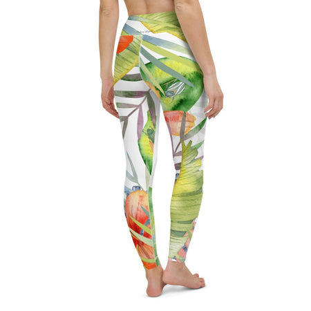 Legging de Yoga Long Taille Haute FLORAL HIBISCUS - 1 poche - Couleurs Lagon